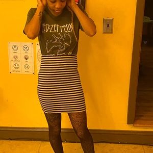 Nollie Black & Gray Striped Mini Skirt Stretchy!